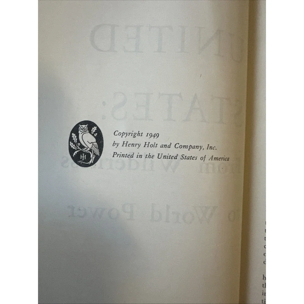 The United States: From Wilderness to World Power  HC  1949  Ralph Volney Harlow
